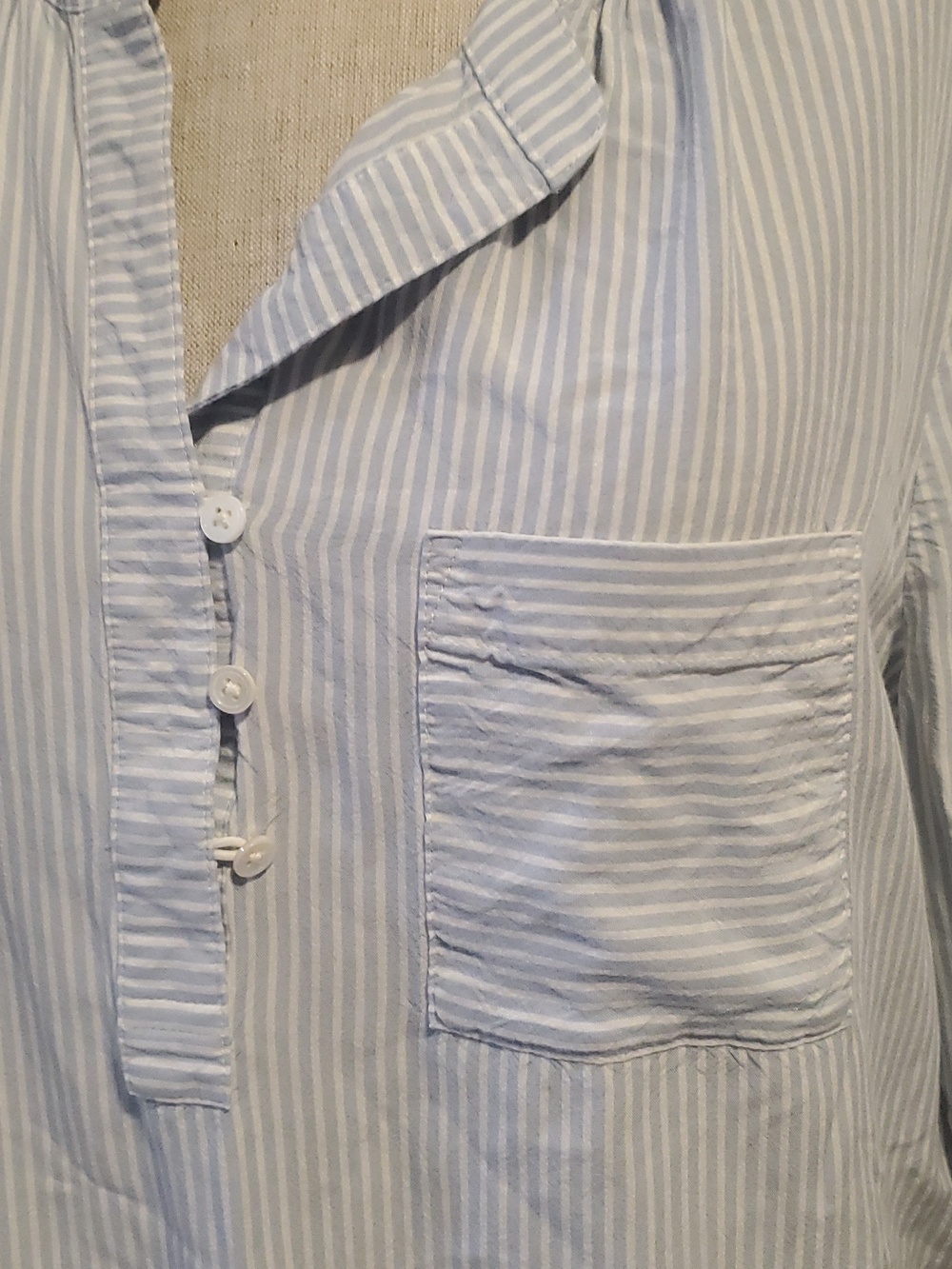 Westbound,  Light Blue & White Striped Pullover Shirtwes, Size L - Picture 2 of 8